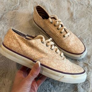 Sperry Top Sider Shoes Pink Floral Sneakers Size 7 Woman’s Skater Shoes